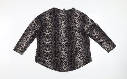 Izabel London Women’s Brown Leopard Print Zip Front Jumper Size 22