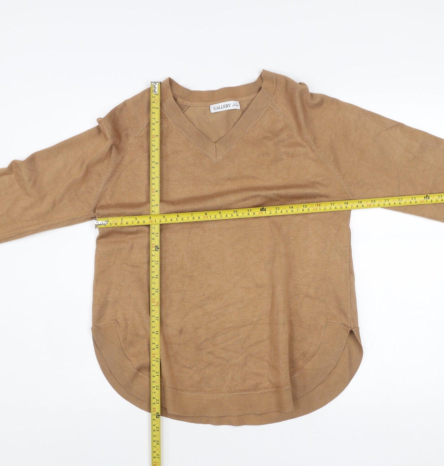 Gallery Women’s Brown V-Neck Pullover Jumper Size S