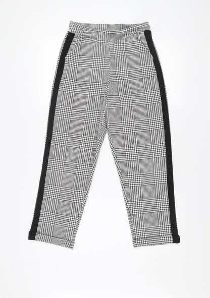 Missi London Women Black Check Leggings Size 8 Slim Fit Stretch