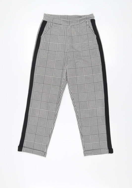 Missi London Women Black Check Leggings Size 8 Slim Fit Stretch