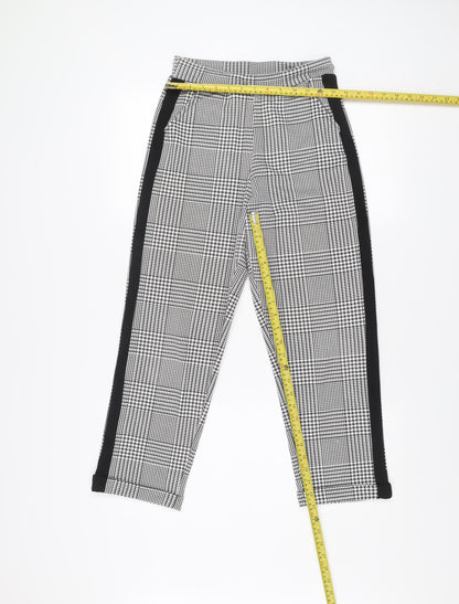 Missi London Women Black Check Leggings Size 8 Slim Fit Stretch