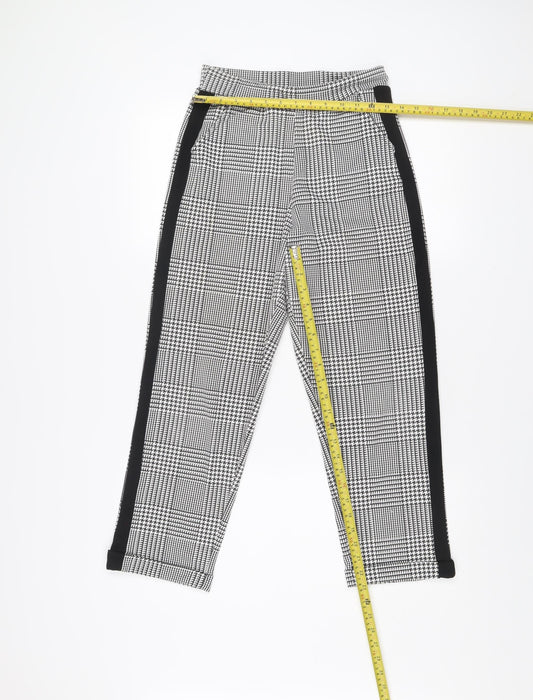 Missi London Women Black Check Leggings Size 8 Slim Fit Stretch