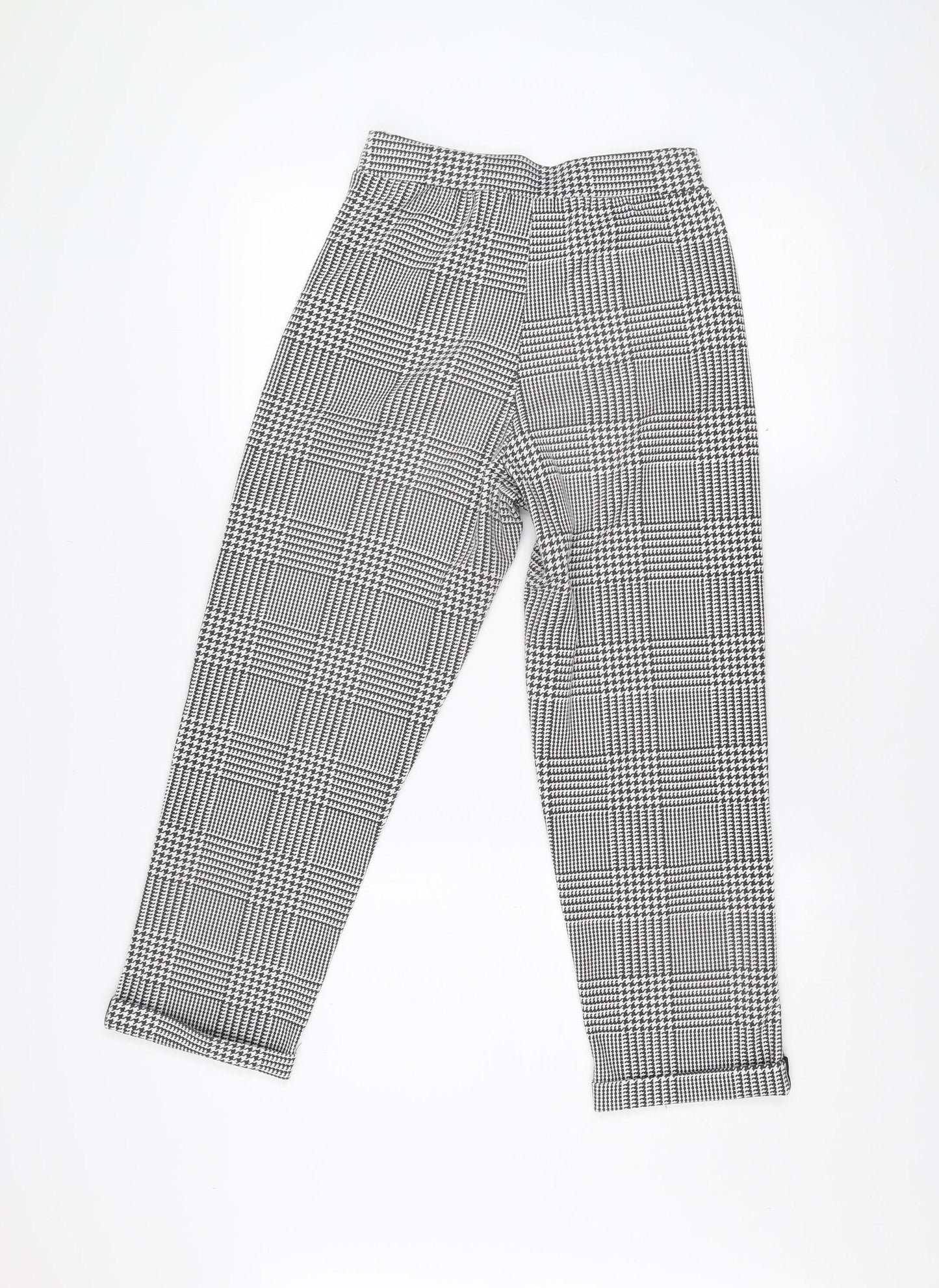 Missi London Women Black Check Leggings Size 8 Slim Fit Stretch