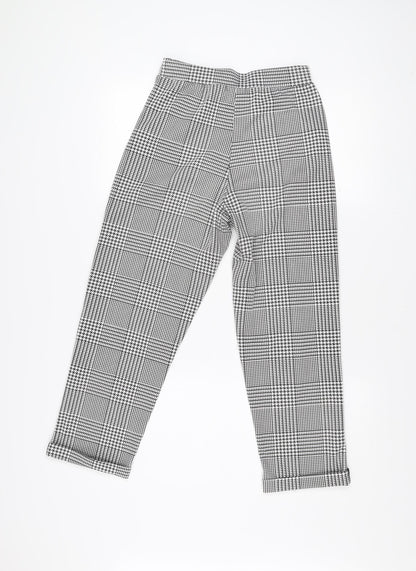 Missi London Women Black Check Leggings Size 8 Slim Fit Stretch