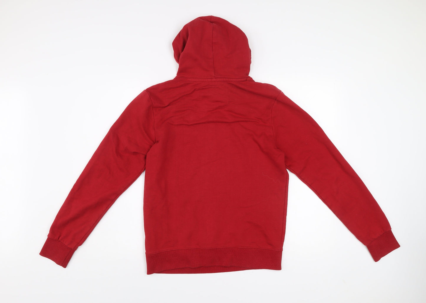 Pull&Bear Mens Red Small Pullover Hoodie Graphic Logo Hooded Sweatshirt
