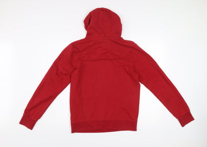 Pull&Bear Mens Red Small Pullover Hoodie Graphic Logo Hooded Sweatshirt