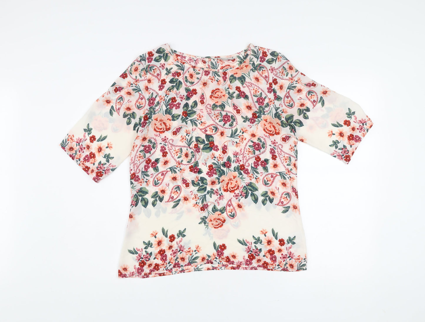 Peacocks Women’s Multicoloured Floral Blouse Size 10 Tunic Style