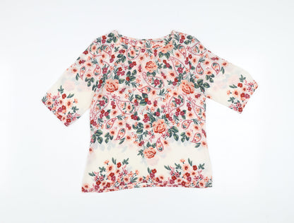 Peacocks Women’s Multicoloured Floral Blouse Size 10 Tunic Style