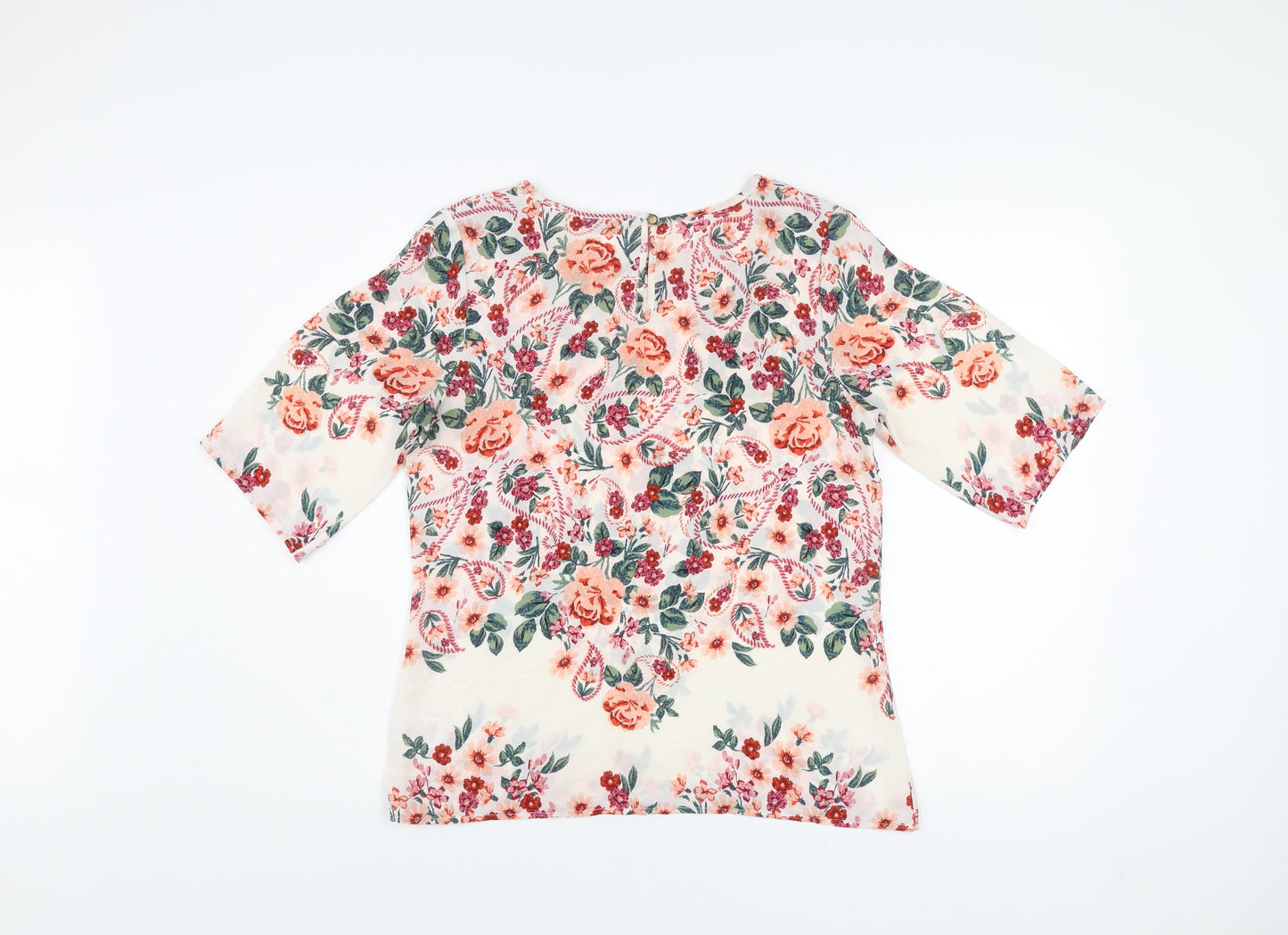 Peacocks Women’s Multicoloured Floral Blouse Size 10 Tunic Style