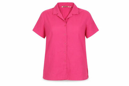 EWM Women Pink Short Sleeve Collared Button-Up Shirt Size 12