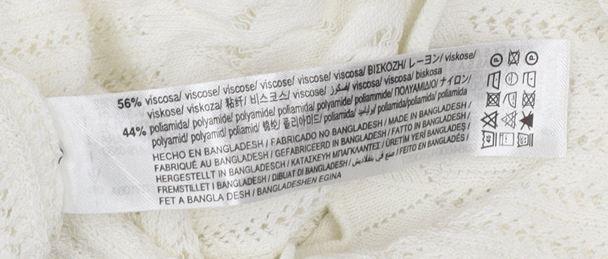 Zara Women’s Ivory Knit T-Shirt XL Crew Neck Short Sleeve Lightweight