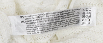 Zara Women’s Ivory Knit T-Shirt XL Crew Neck Short Sleeve Lightweight