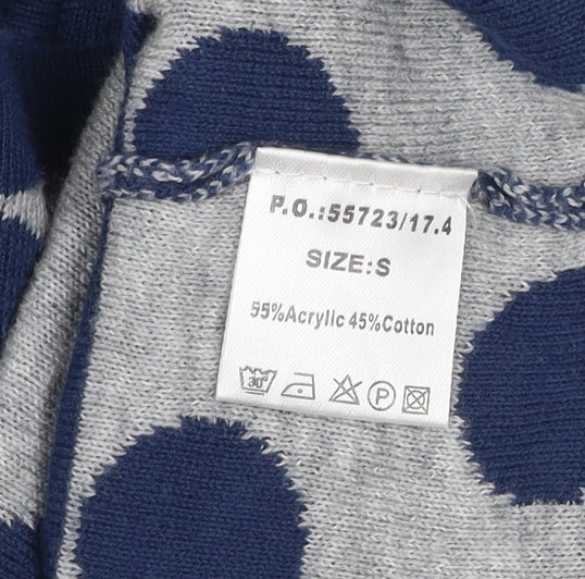 Micha Women’s Blue Polka Dot V-Neck Full Zip Cardigan Size S