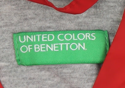 Benetton Boys Red Windbreaker Jacket 13-14 Years Hooded Full Zip
