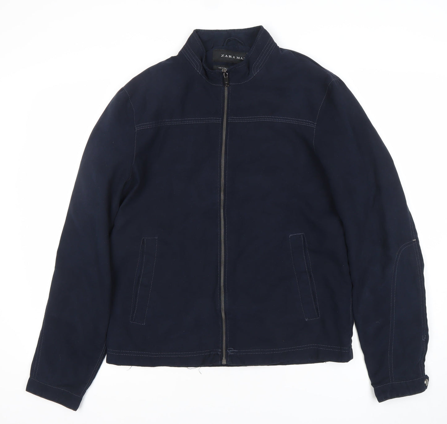 Zara Man Men's Blue Full Zip Jacket Size 40 Regular Fit Casual