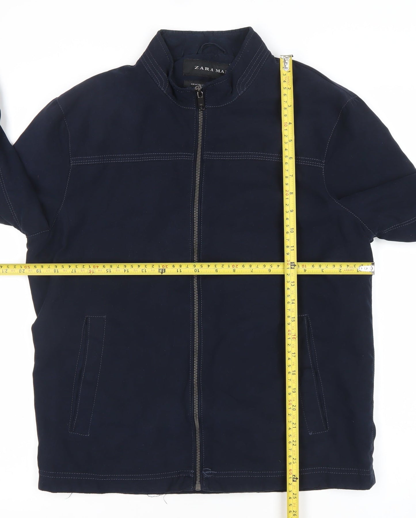 Zara Man Men's Blue Full Zip Jacket Size 40 Regular Fit Casual