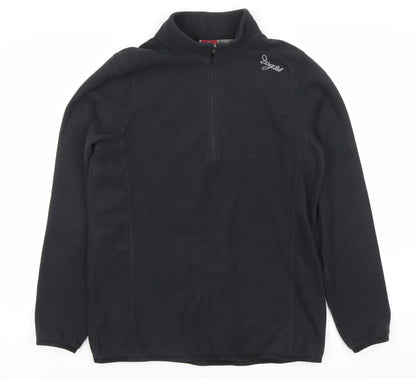 TOG24 Womens Black Fleece Sweatshirt UK 12-14 1/2 Zip Polyester