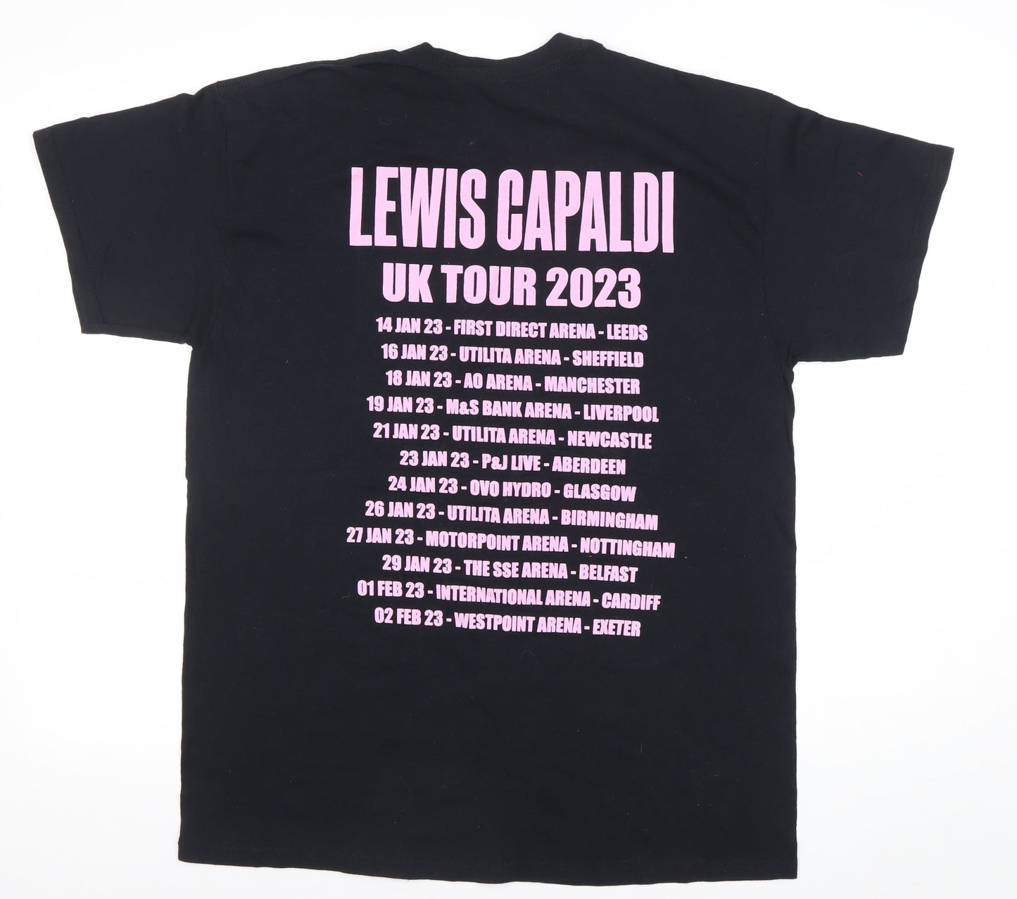 Gildan Unisex Black Lewis Capaldi Tour 2023 T-Shirt Size L Cotton
