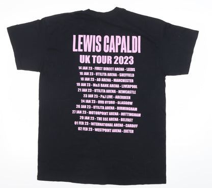 Gildan Unisex Black Lewis Capaldi Tour 2023 T-Shirt Size L Cotton