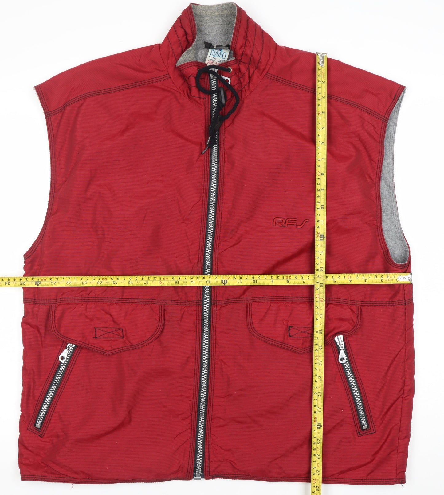 Rodeo Men’s Red Waistcoat Bodywarmer L Regular Stand-Up Collar
