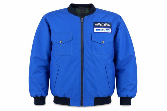 Poplaran Brand Men's Blue Bomber Jacket Size 48 Vintage Style