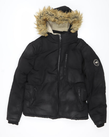 SoulCal & Co Womens Black S Puffer Jacket Hooded Winter Coat