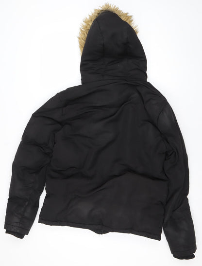 SoulCal & Co Womens Black S Puffer Jacket Hooded Winter Coat