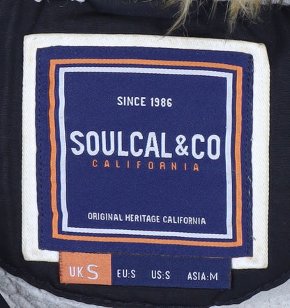 SoulCal & Co Womens Black S Puffer Jacket Hooded Winter Coat