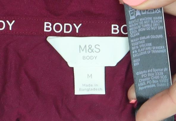 Marks and Spencer Women’s Red Lace V-Neck Cotton T-Shirt Size M