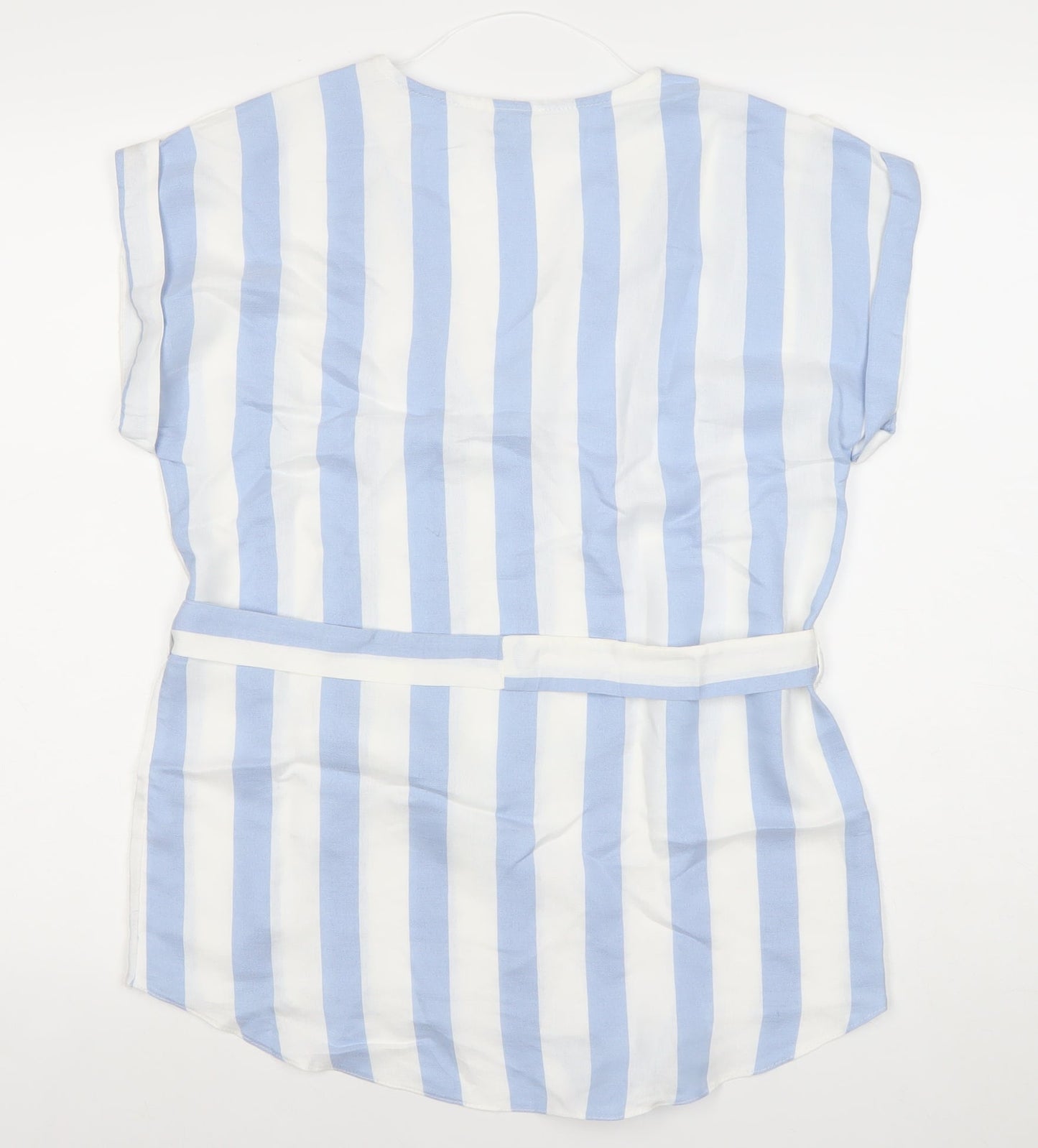 River Island Women’s Blue White Striped Belted Tunic Blouse Size 8