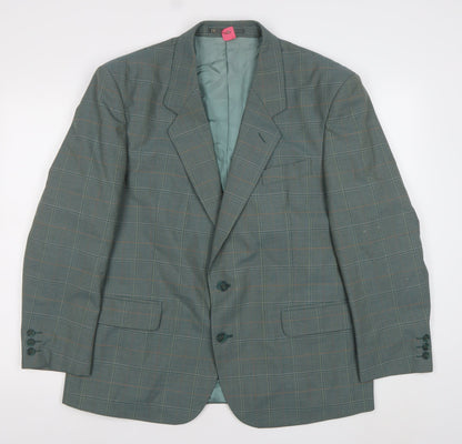 Sergio Rossi Men's Green Checked 42 Blazer Jacket Classic Fit