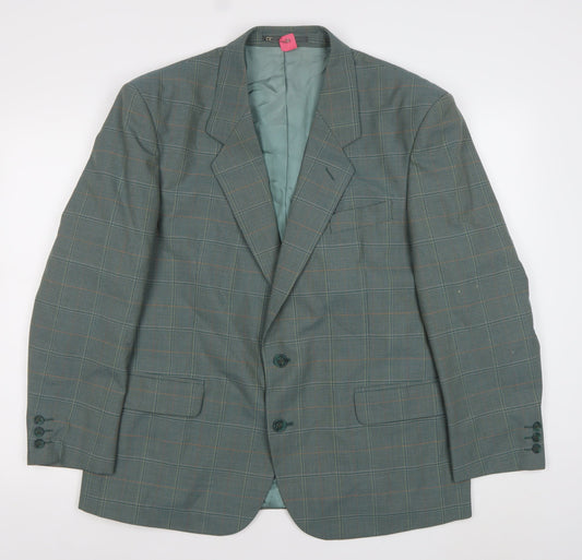 Sergio Rossi Men's Green Checked 42 Blazer Jacket Classic Fit