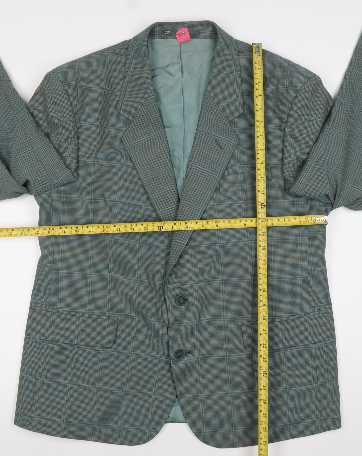 Sergio Rossi Men's Green Checked 42 Blazer Jacket Classic Fit