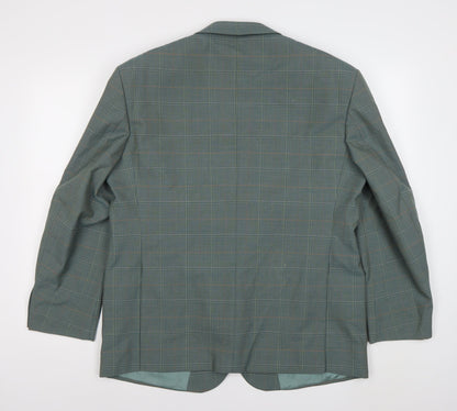 Sergio Rossi Men's Green Checked 42 Blazer Jacket Classic Fit