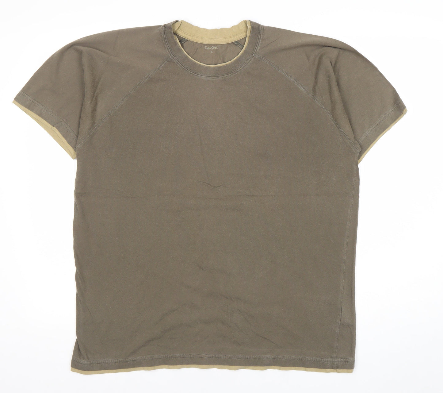 Peter Storm Men's Brown Cotton T-Shirt Size L Crew Neck Short Sleeve