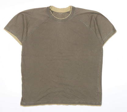 Peter Storm Men's Brown Cotton T-Shirt Size L Crew Neck Short Sleeve