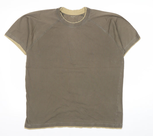Peter Storm Men's Brown Cotton T-Shirt Size L Crew Neck Short Sleeve