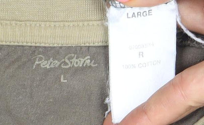 Peter Storm Men's Brown Cotton T-Shirt Size L Crew Neck Short Sleeve