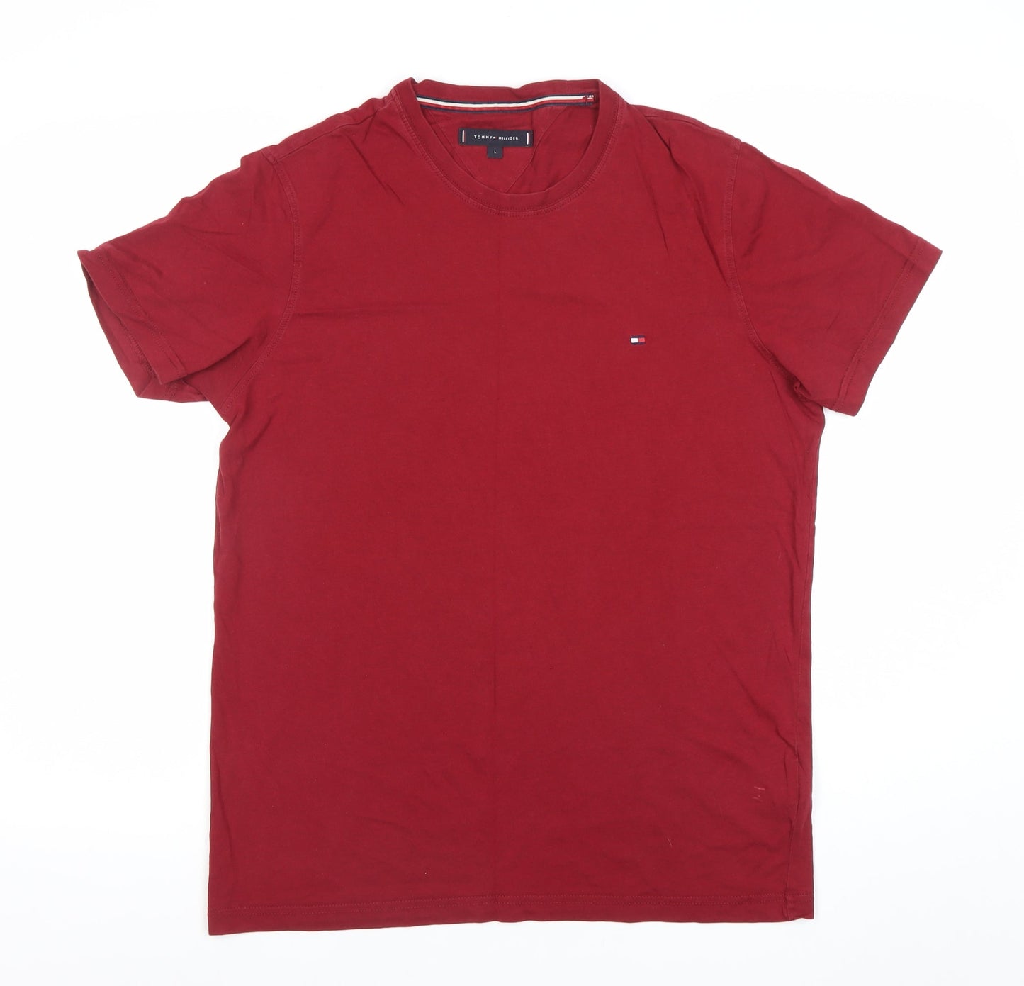 Tommy Hilfiger Men’s Red Cotton Crew Neck T-Shirt Size L
