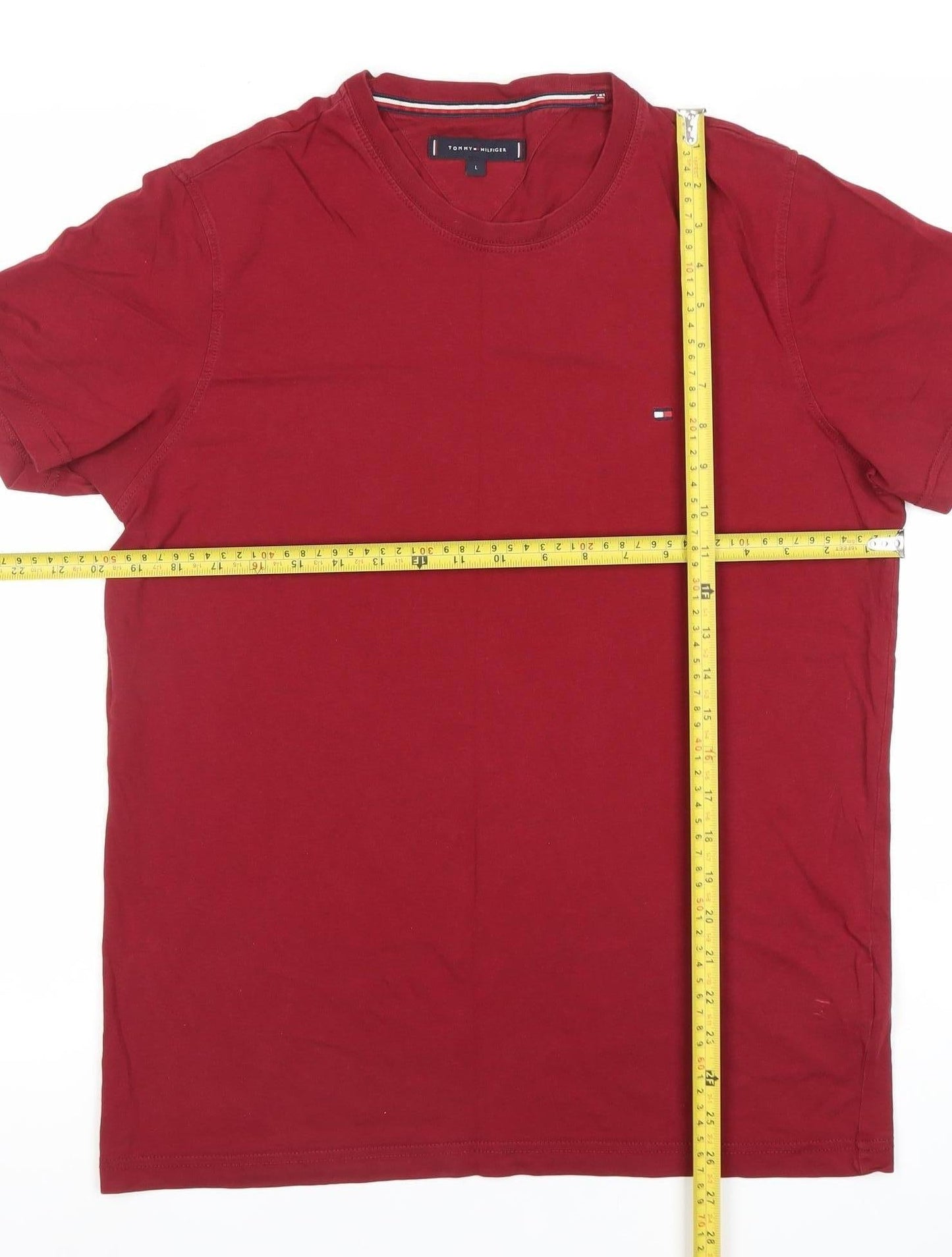 Tommy Hilfiger Men’s Red Cotton Crew Neck T-Shirt Size L