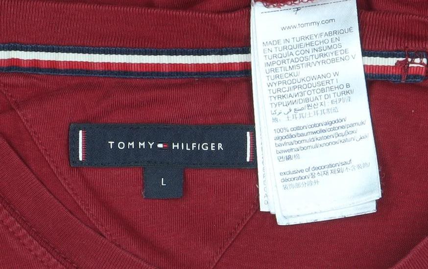 Tommy Hilfiger Men’s Red Cotton Crew Neck T-Shirt Size L