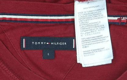 Tommy Hilfiger Men’s Red Cotton Crew Neck T-Shirt Size L