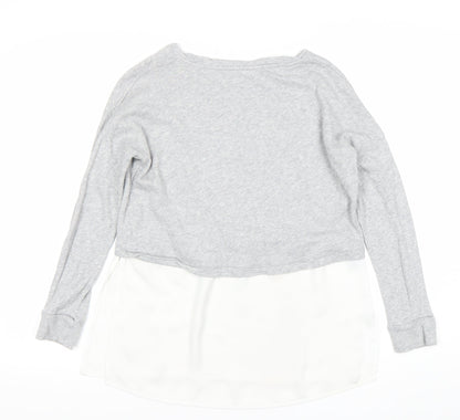 French Connection Women’s Grey White XS Cropped Long Sleeve Blouse