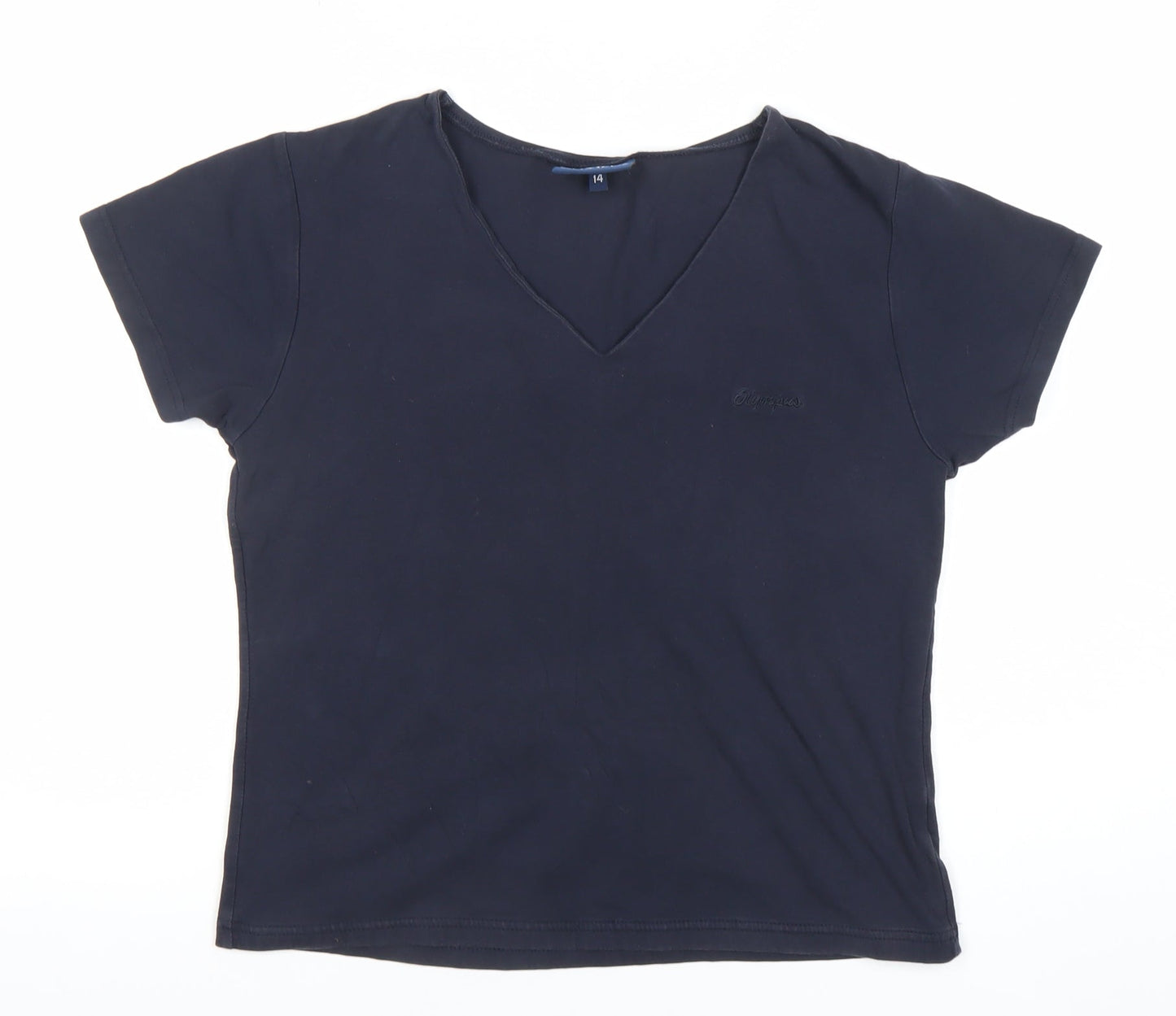 Olympus Womens Black Size 14 V-Neck Cotton Blend T-Shirt