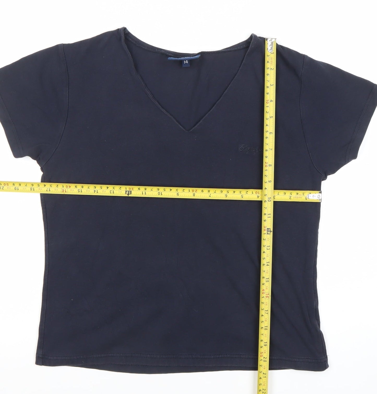 Olympus Womens Black Size 14 V-Neck Cotton Blend T-Shirt