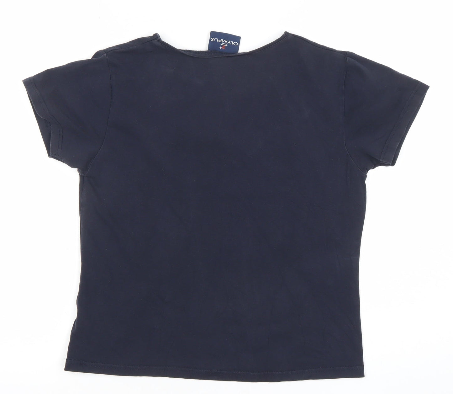 Olympus Womens Black Size 14 V-Neck Cotton Blend T-Shirt
