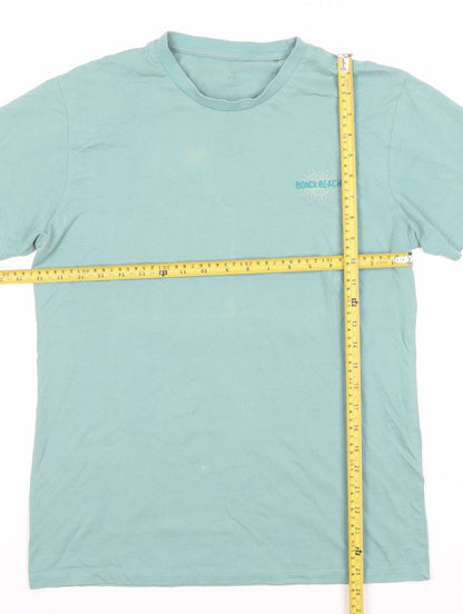 Mens Green Bondi Beach Graphic T-Shirt Size M Cotton Summer