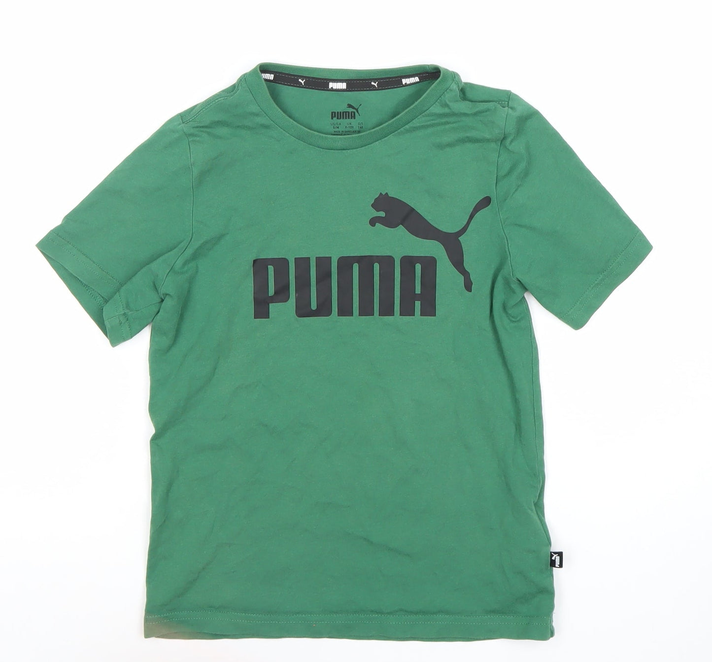 Puma Boys Green 10 Years Logo Short Sleeve Crew Neck T-Shirt