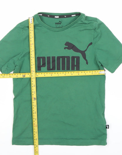 Puma Boys Green 10 Years Logo Short Sleeve Crew Neck T-Shirt