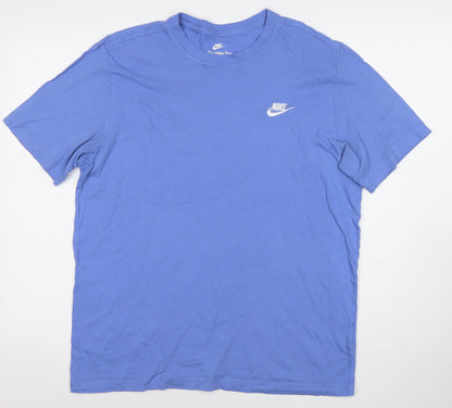 Nike Men's Blue Medium Cotton Crew Neck T-Shirt